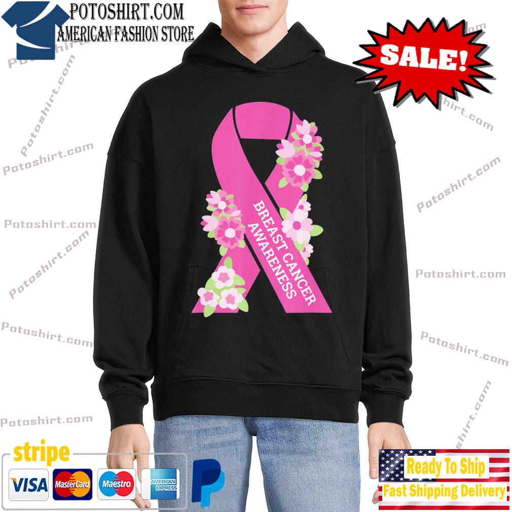 Pink ribbon breast cancer awareness support s hoodie black