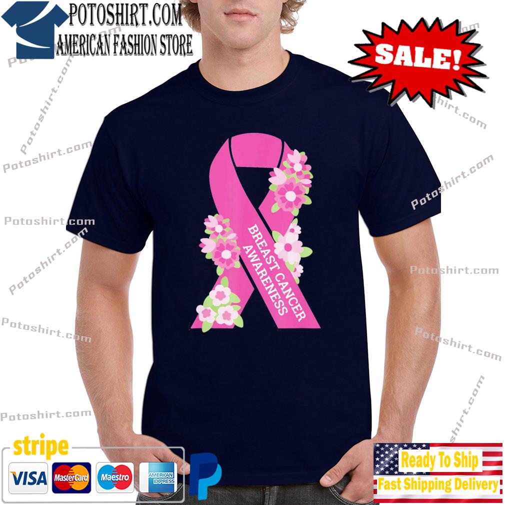 Pink ribbon breast cancer awareness support shirt