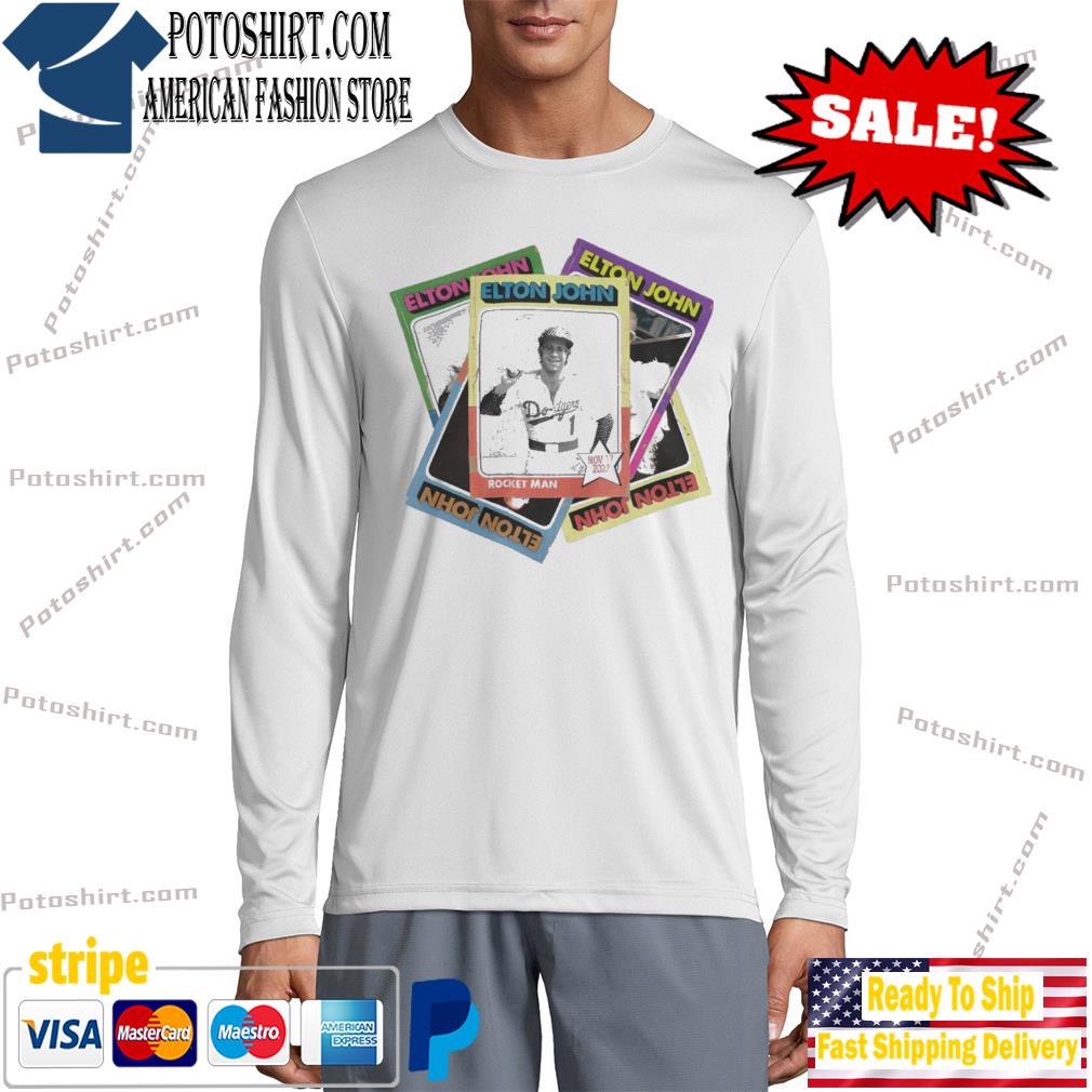 Elton John Baseball Card Shirt, Elton John Card Stacked T-Shirt long slevee