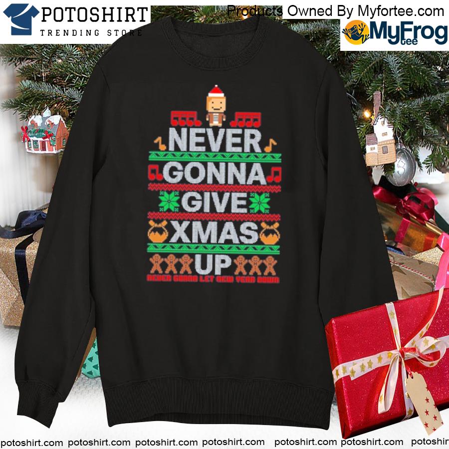 Never Gonna Give Xmas Up T-Shirt swearte