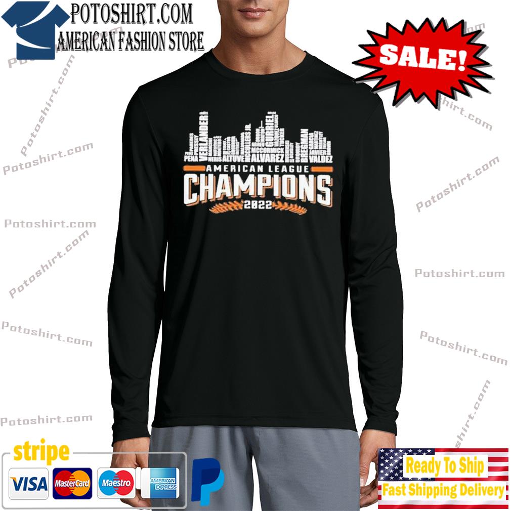Official houston astros team skyline 2022 American league champions shirt,  hoodie, sweater, long sleeve and tank top