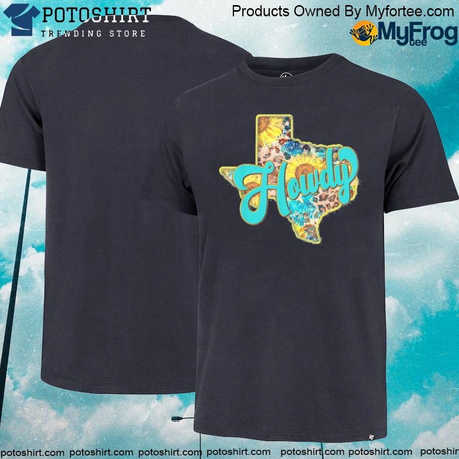 Official Howdy sunflower Texas leopard cheetah print trendy turquoise shirt