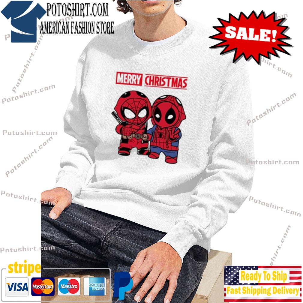 Official Spiderman and deadpool merry 2022 Ugly Christmas sweater sweart trang
