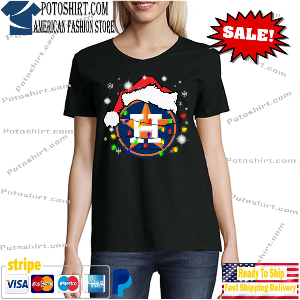 Houston Astros Logo Santa Hat Christmas Light 2023 T-shirt,Sweater, Hoodie,  And Long Sleeved, Ladies, Tank Top