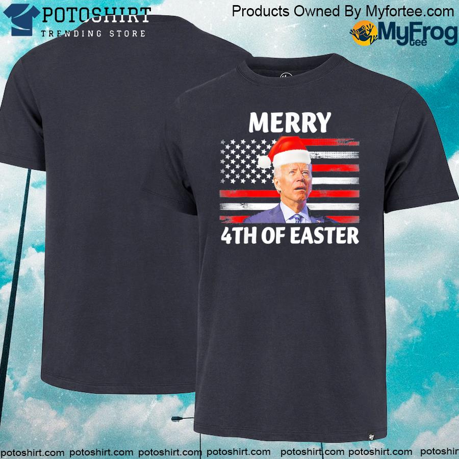 Santa Joe Biden Confused Happy Easter Christmas America Flag T-Shirt