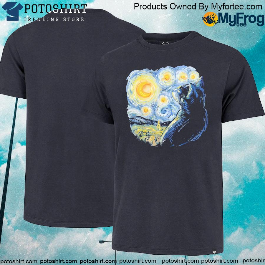 Starry night cat van gogh's cat vincent cat lover parody shirt
