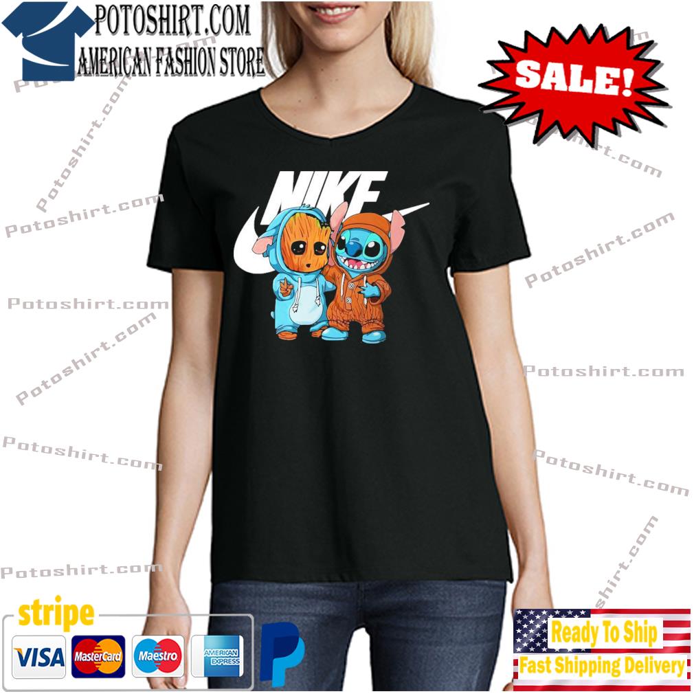 The Baby Groot And Stitch Merch nike logo Shirt woman den