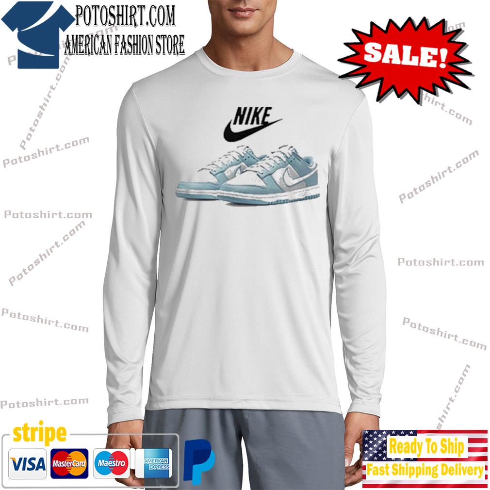 blue and white dunks shirt