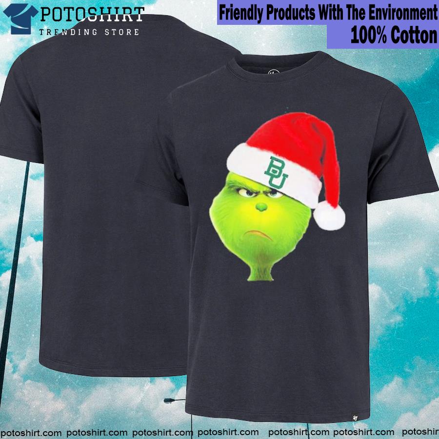 Official santa grinch face hat Baylor Bears logo Christmas T-shirt