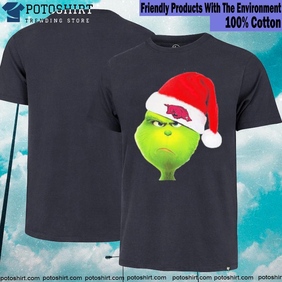 Official santa grinch hat santa ArKansas Razorbacks logo Christmas 2022 T-shirt