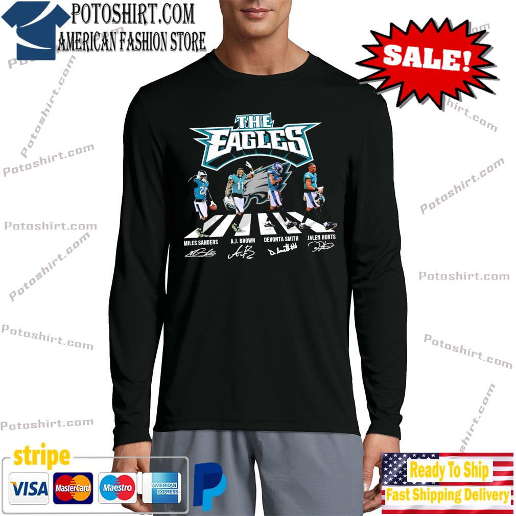 Philadelphia Eagles Aj Brown Jalen Hurts And Devonta Smith Fly Eagles Fly  Signatures Shirt, hoodie, sweater, long sleeve and tank top