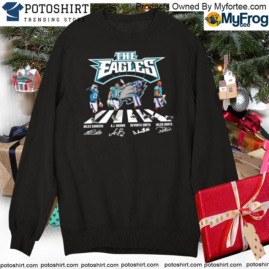 Official The Philadelphia Eagles Miles Sanders Aj Brown Devonta Smith And Jalen  Hurts Abbey Road Signatures Shirt, hoodie, sweater, long sleeve and tank top