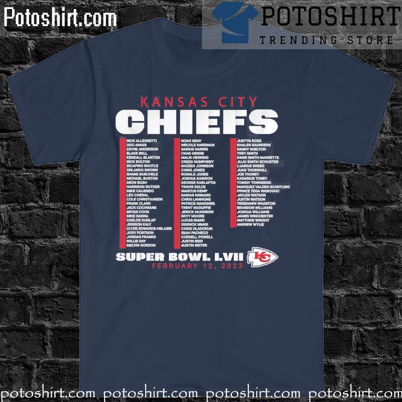 Kansas City Chiefs Super Bowl LVII varsity roster 2023 shirt, hoodie,  sweater, long sleeve and tank top