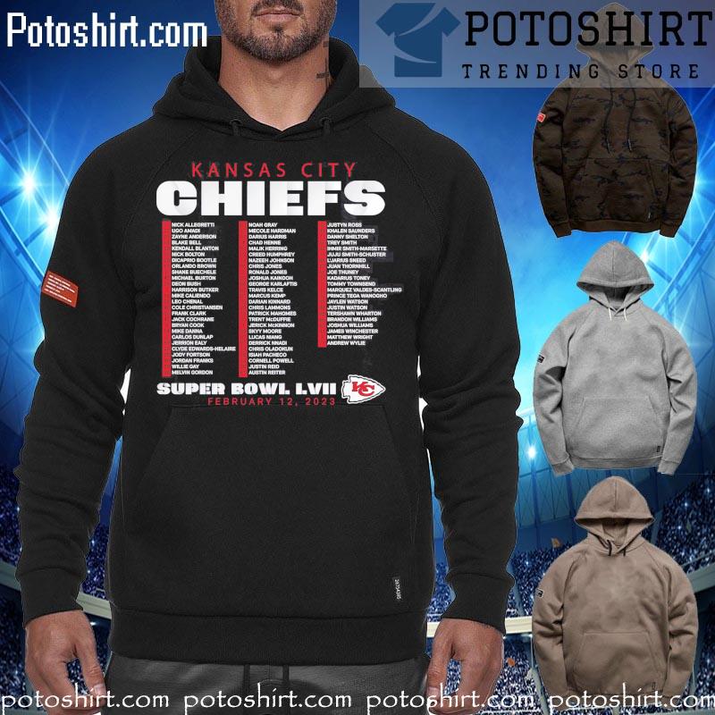 Kansas City Chiefs Fanatics Branded Super Bowl LVII Varsity Roster T-Shirt hoodiess