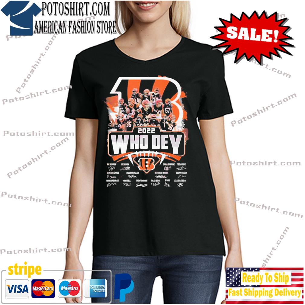 Who Dey Cincinnati Bengals 2022 Signatures T Shirt - Limotees