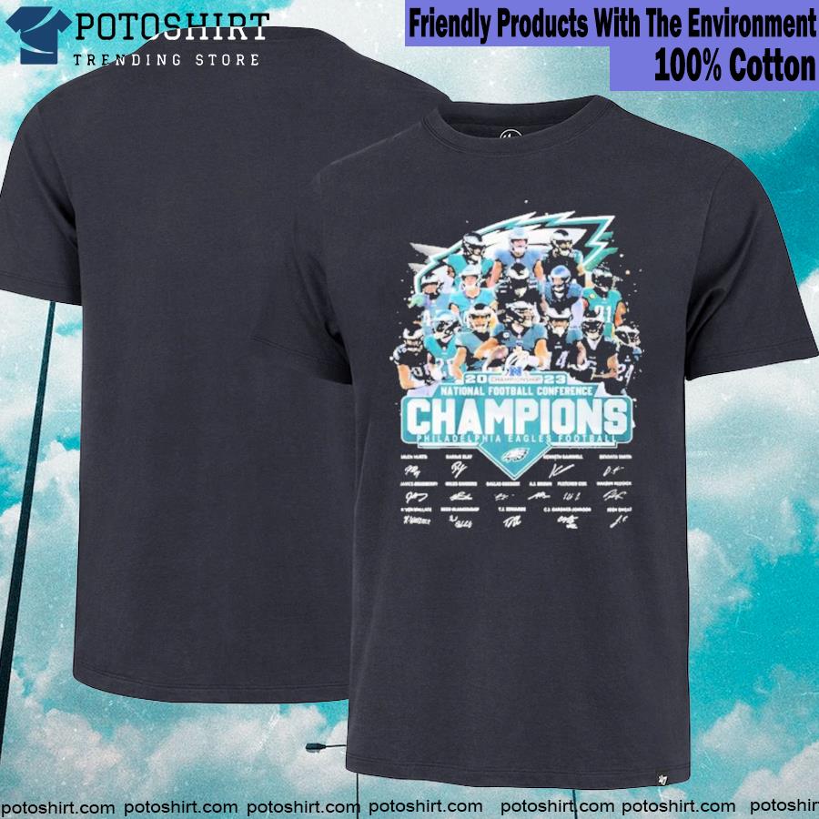 Official 2023 National Football Conference Champions Philadelphia Eagles football signatures shirt