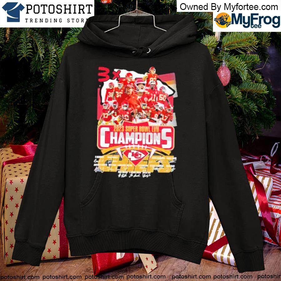Official kansas City Chiefs 3x Super Bowl LVII Champions signatures T-s hoodie