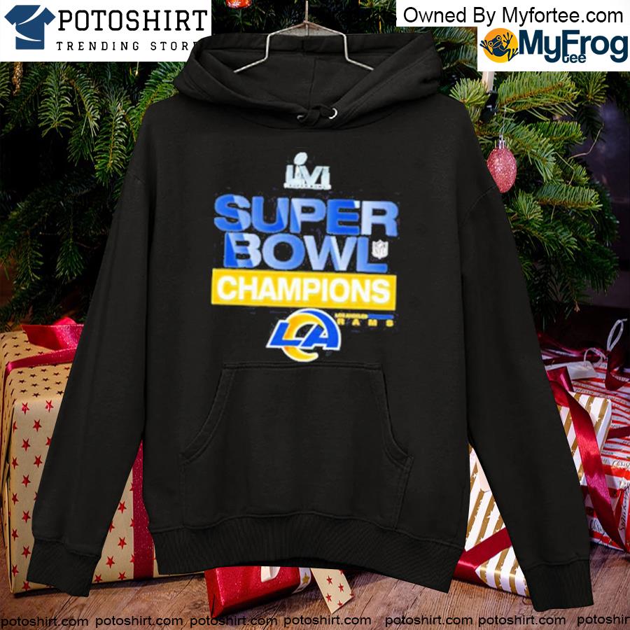 Official los angeles rams heathered gray super bowl lvi champions locker room trophy collection 2023 T-s hoodie