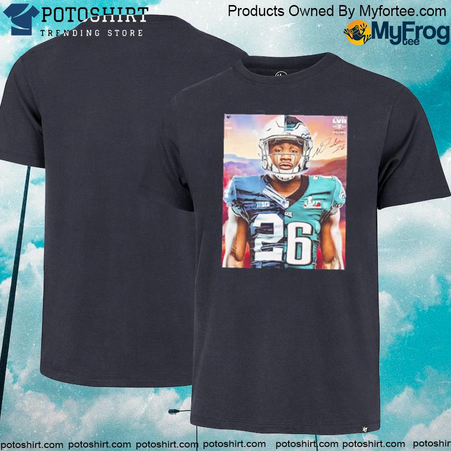 Official miles Sanders and Philadelphia Eagles Super Bowl LVII Signature Madeln Happy Valley T-shirt