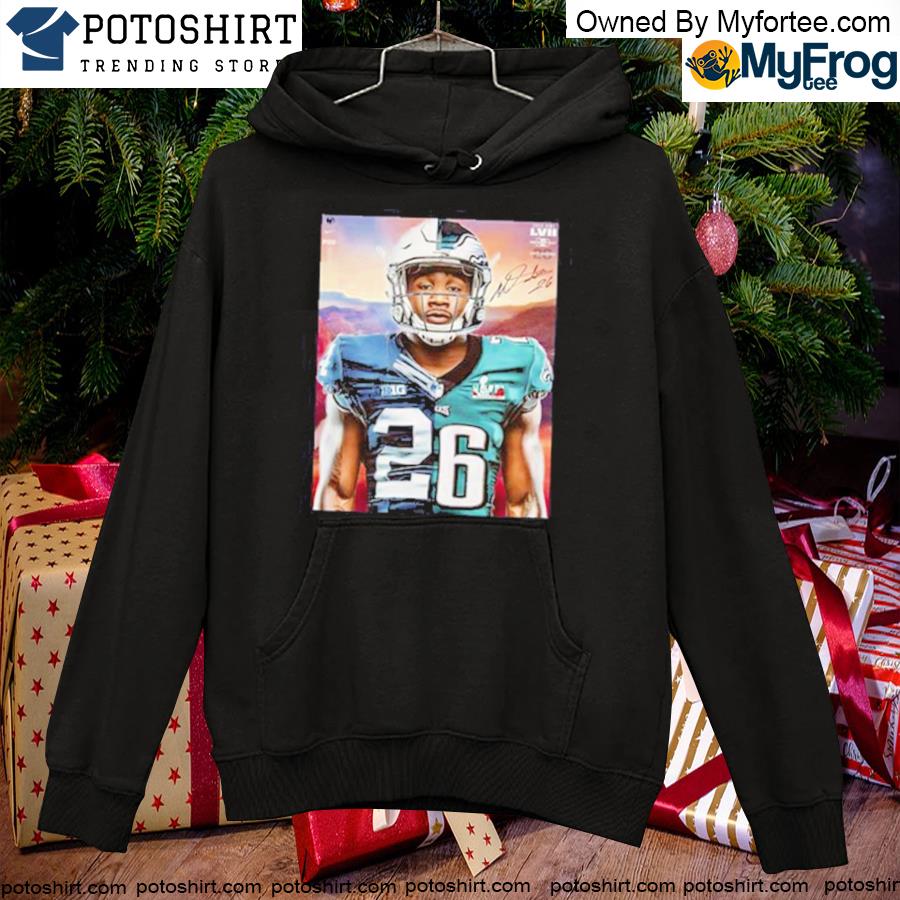 Official miles Sanders and Philadelphia Eagles Super Bowl LVII Signature Madeln Happy Valley T-s hoodie
