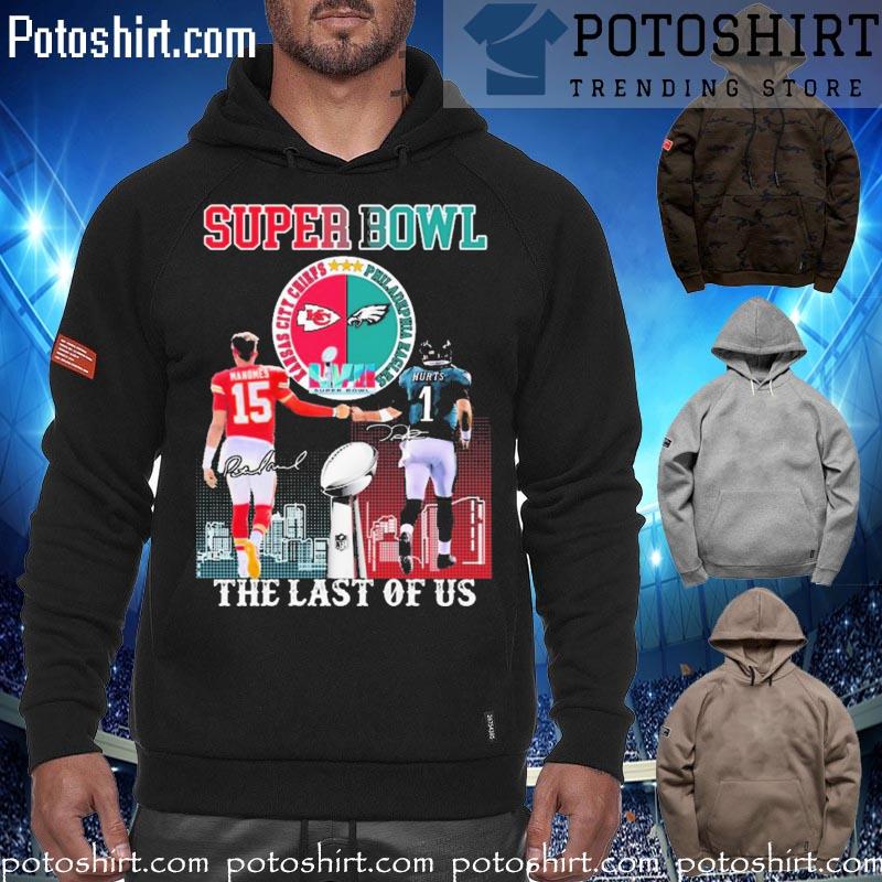 Official patrick Mahomes and Jalen Hurts Super Bowl LVII The Last Of Us Signatures Shirt For Fans hoodiess