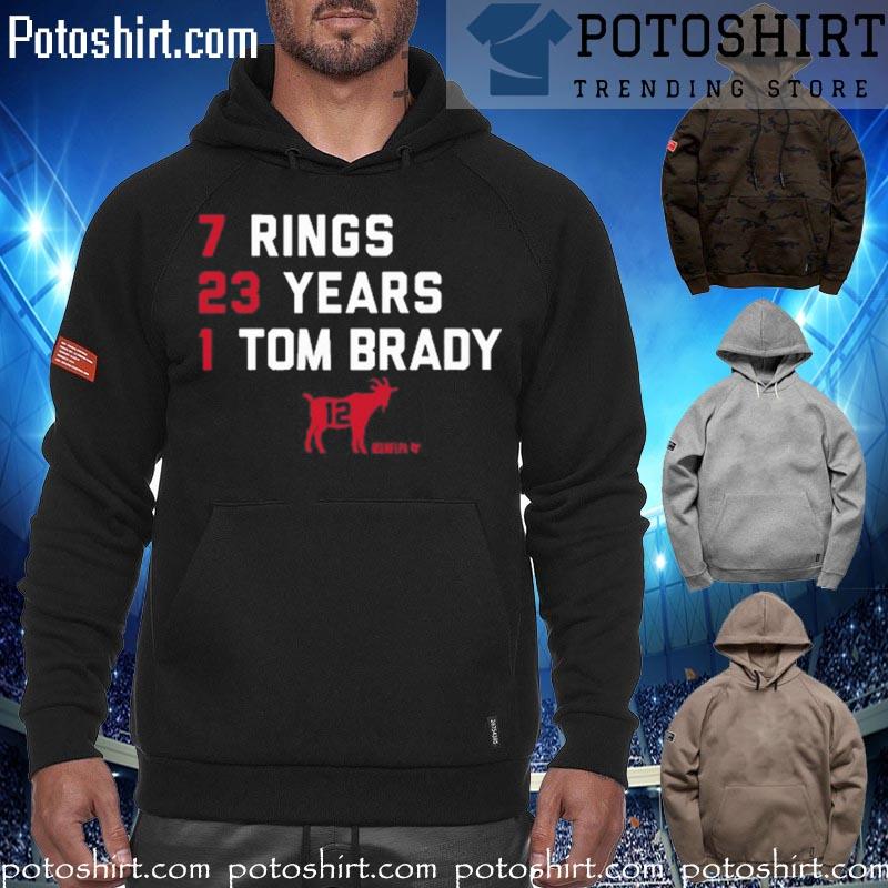 Official tom Brady Goat 2023 Shirt, Brady 7 Rings 23 Years hoodiess