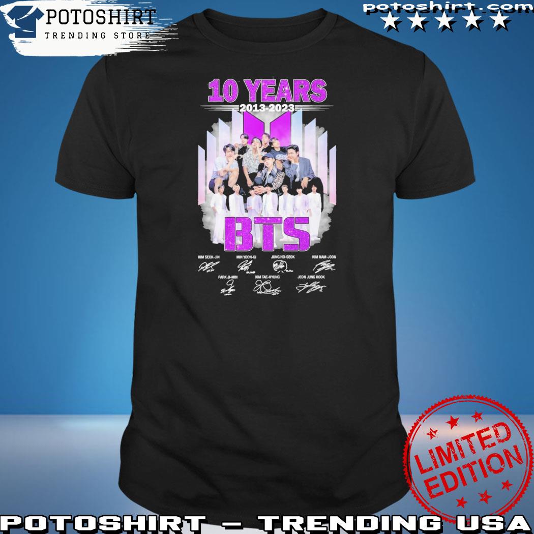 Official 10 years 2013 2023 bts signature shirt