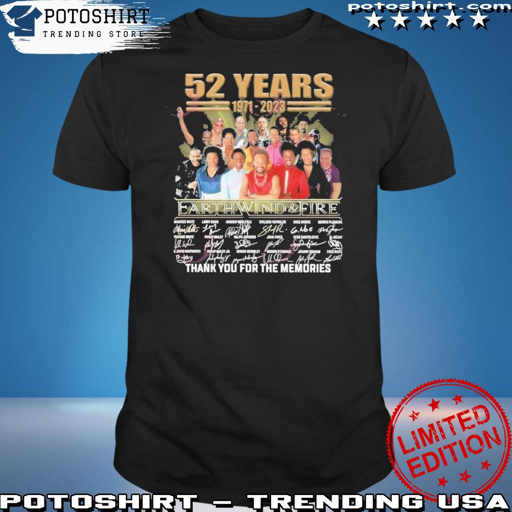 Official 52 Years Of 1971 – 2023 Earth, Wind & Fire Thank You For The Memories T-Shirt