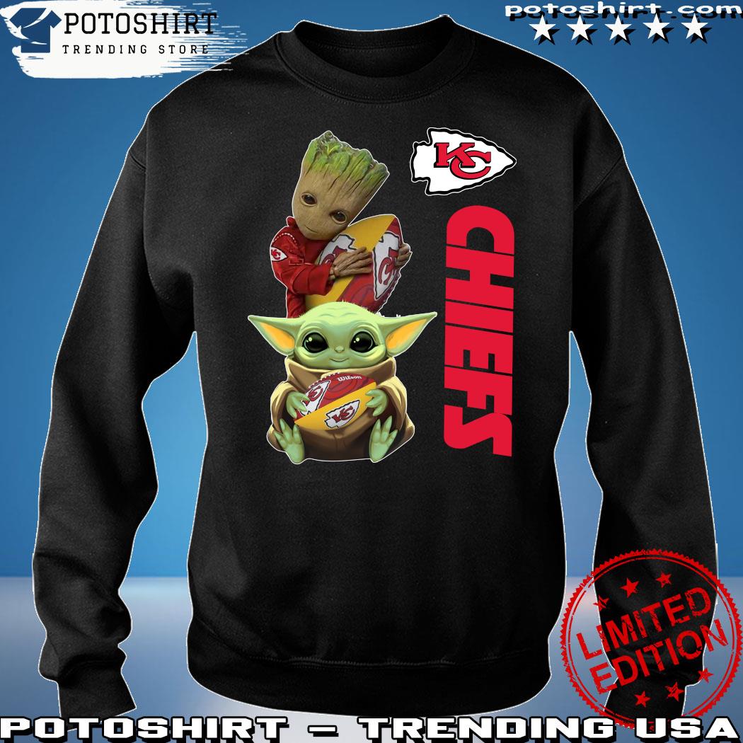 Official Baby Yoda And Baby Groot Hug Rugby Kansas City Chiefs 2023 T-shirt  - Shibtee Clothing