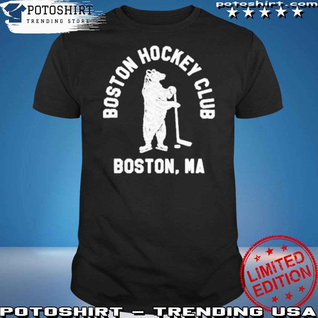 Official charlie wearing Boston hockey club Boston ma shirt