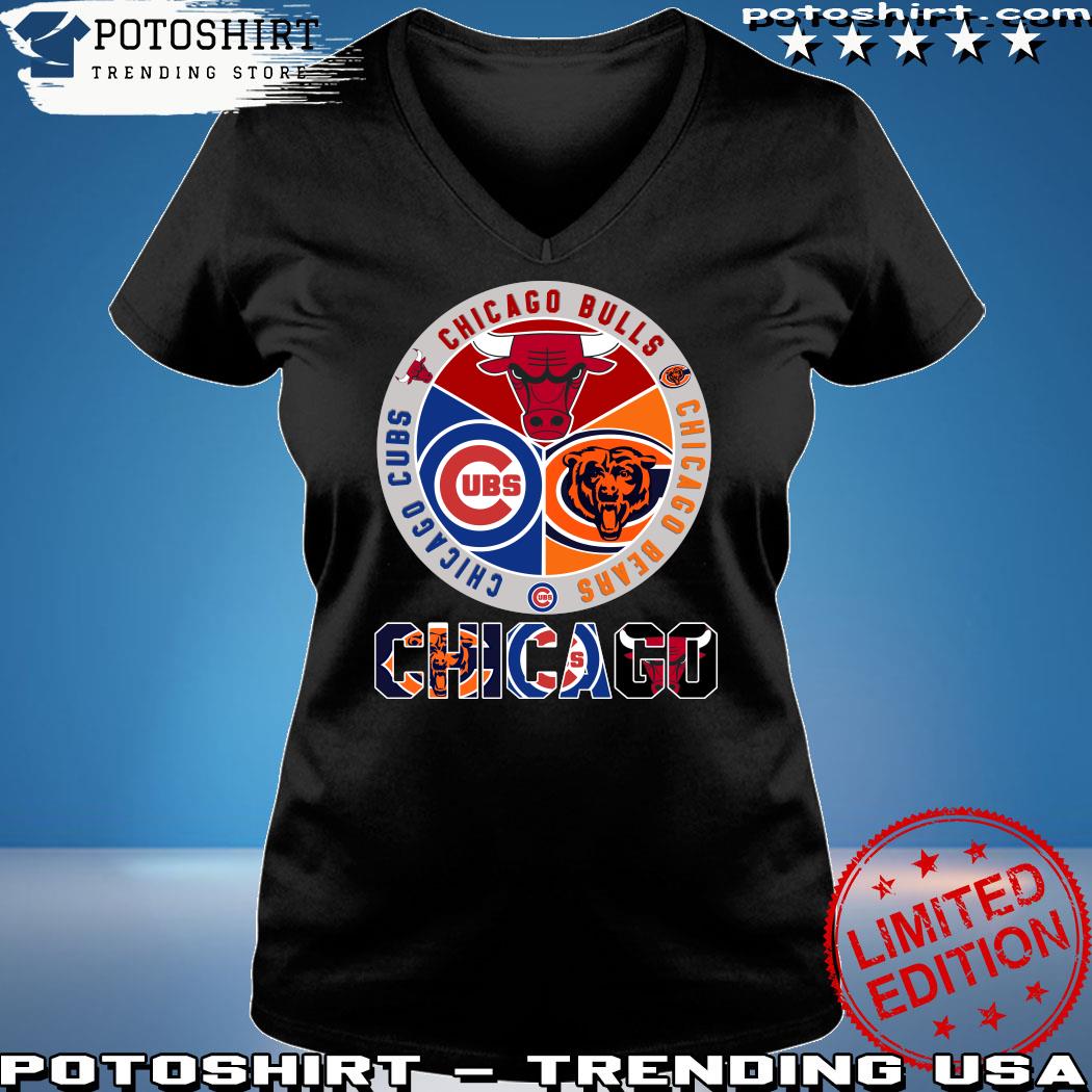 Chicago bulls chicago bears and Chicago Cubs logo teams new design 2023 t  shirt - teejeep