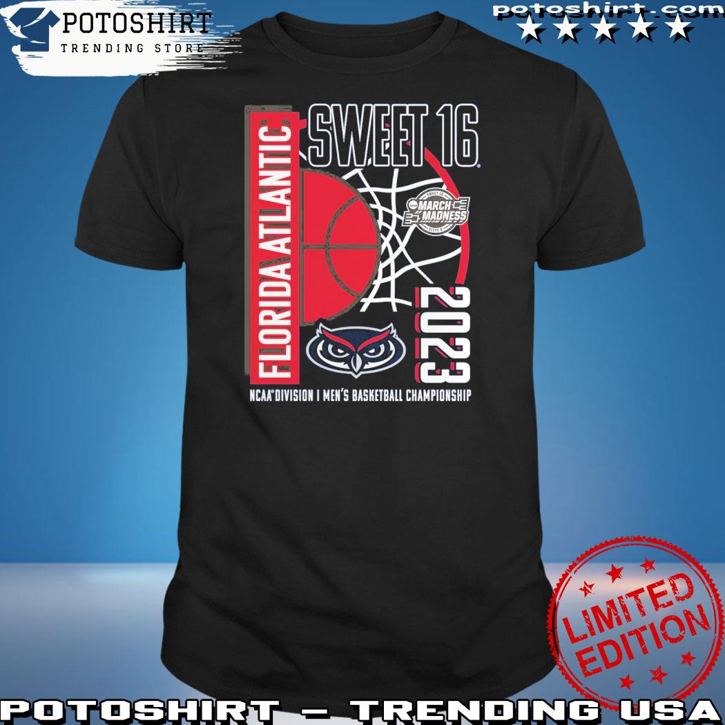 Official fAU Owls Fanatics Branded 2023 NCAA Men's Basketball Tournament March Madness Sweet 16 T-Shirt
