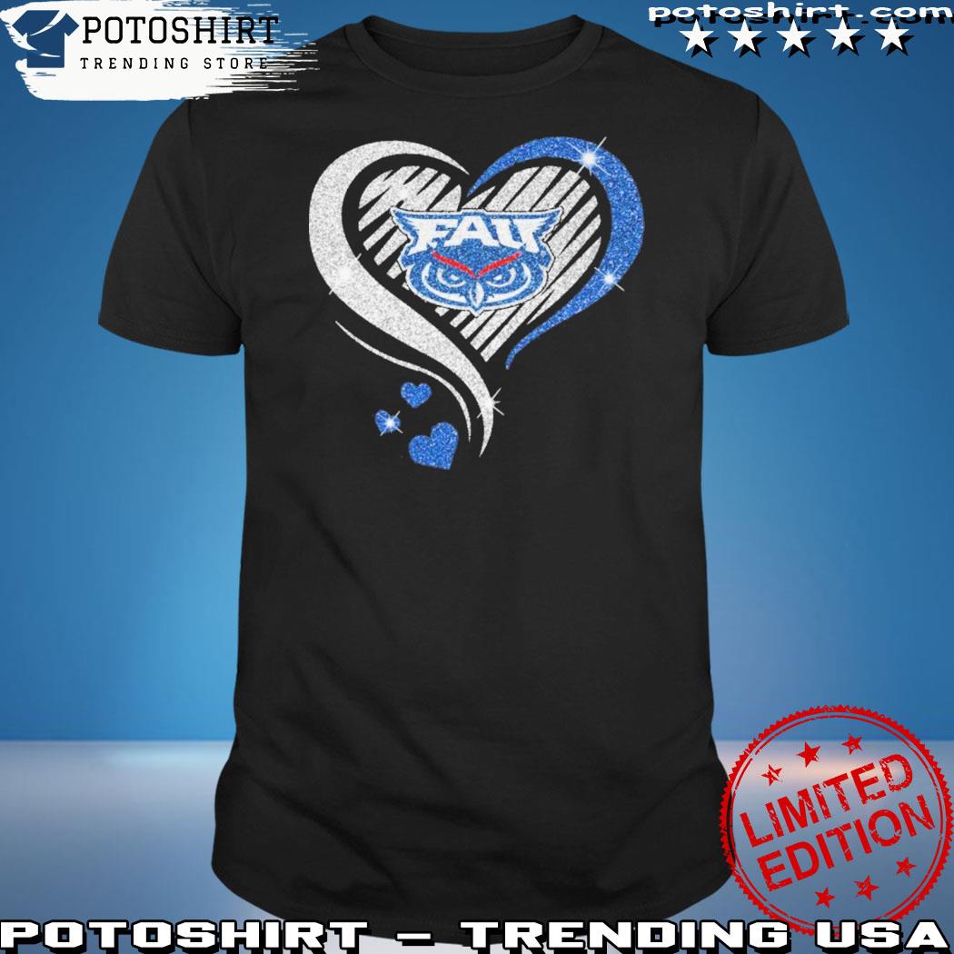 Official florida Atlantic Owls football heart logo 2023 shirt