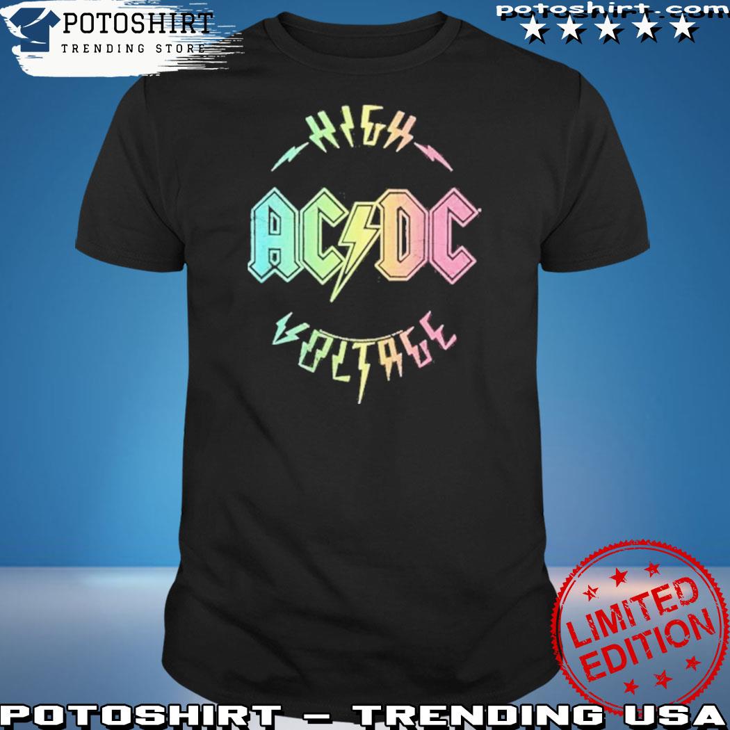 Official ladies Rainbow High Voltage Acdc Shirt