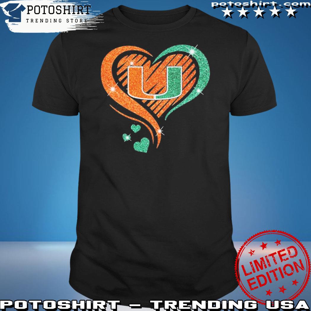 Official miami Hurricanes football heart logo 2023 shirt