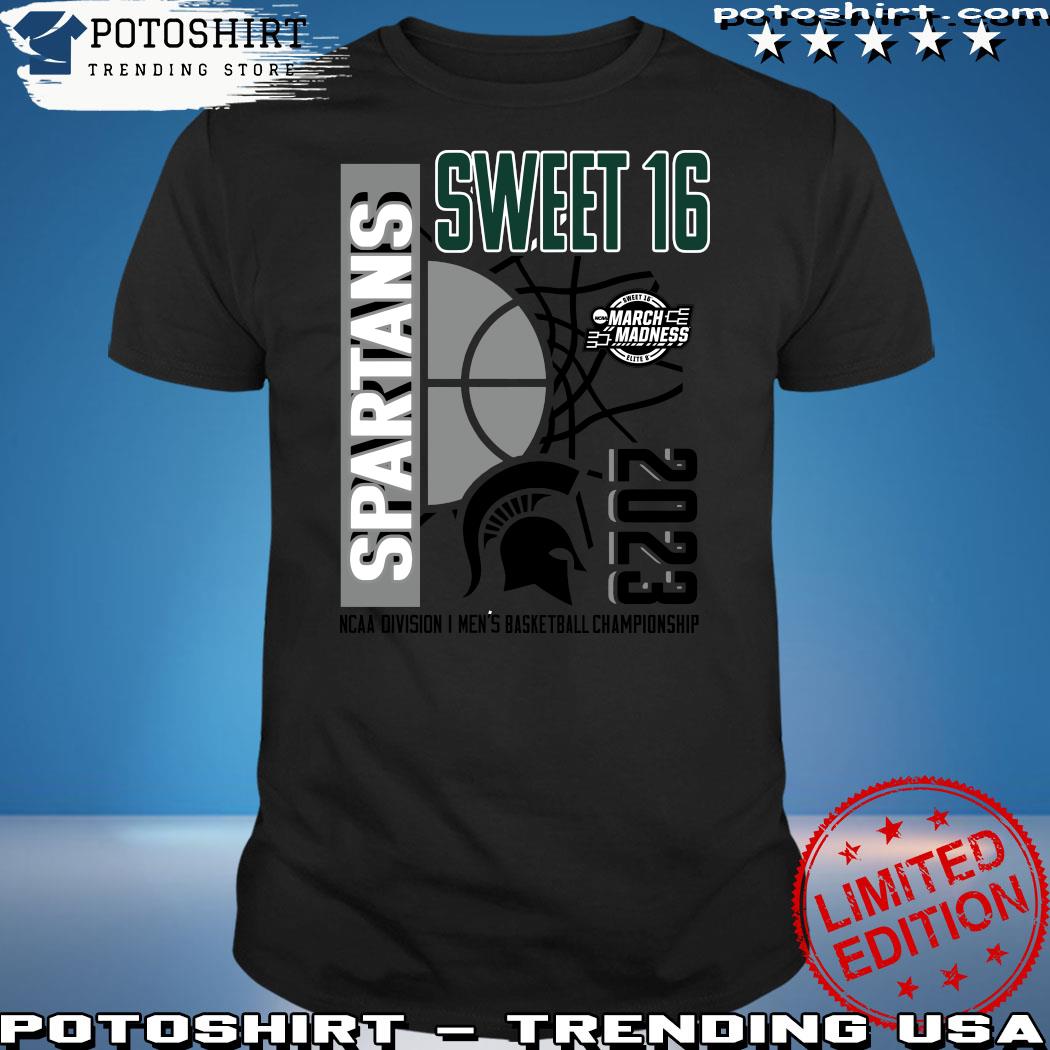 Official michigan State Spartans Sweet 16 2023 NCAA division men's basketball championships 2023 logo t-shirt