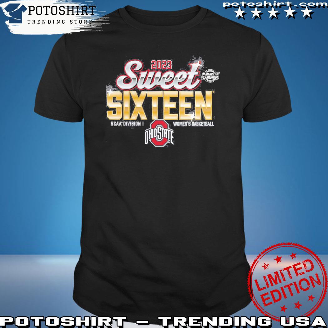 Official ohio state buckeyes branded women's 2023 ncaa women's basketball tournament march madness sweet 16 shirt