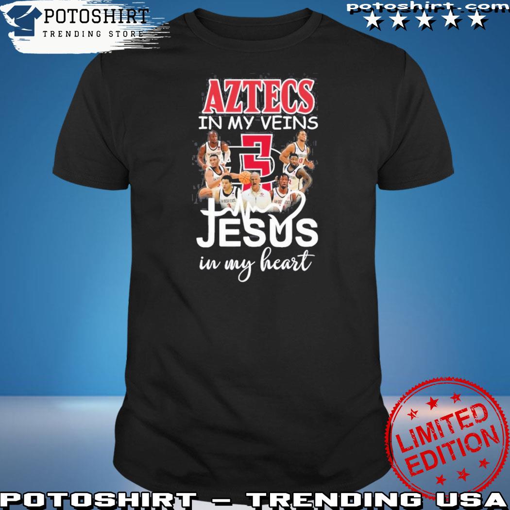 Official san Diego State Aztecs In My Veins Jesus In My Heart T-Shirt