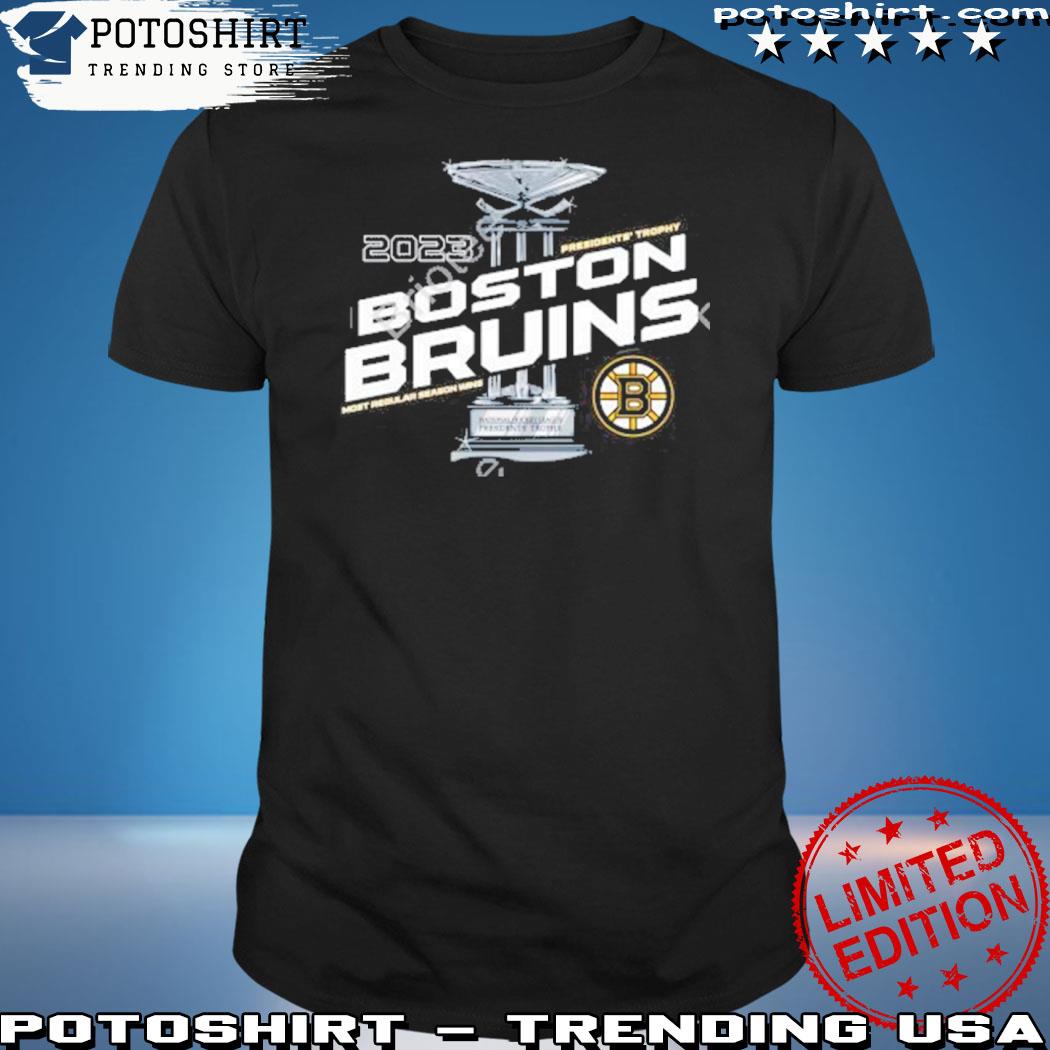 Official boston Bruins fanatics 2023 presidents' trophy shirt
