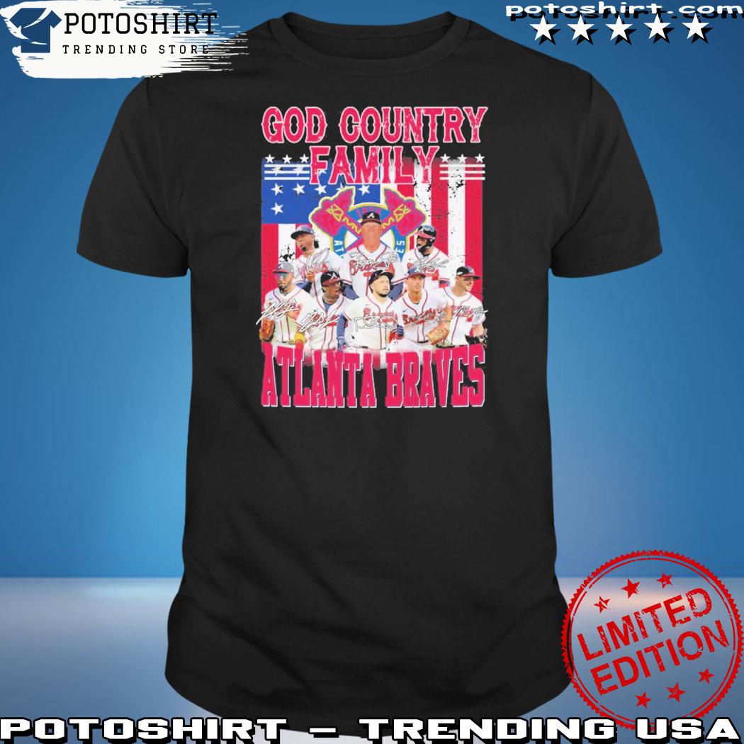 Official god country family atlanta braves team player american flag shirt