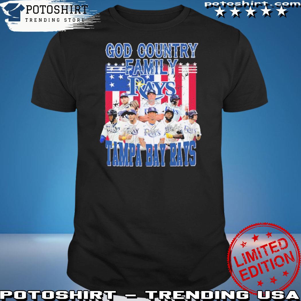 Official god Country Family Tampa Bay Rays American Flag Signatures shirt