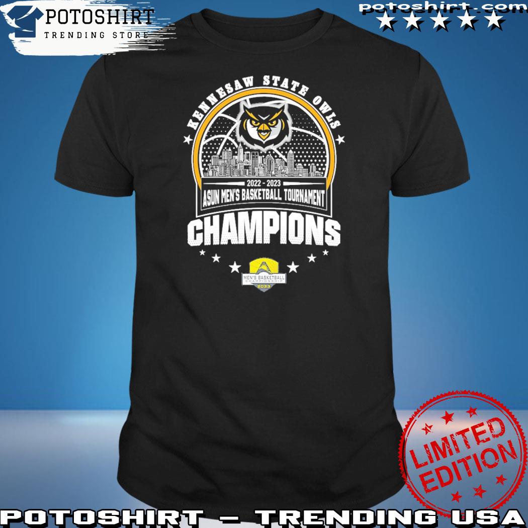 Official kennesaw state owls 2022 2023 asun men's basketball tournament champions shirt