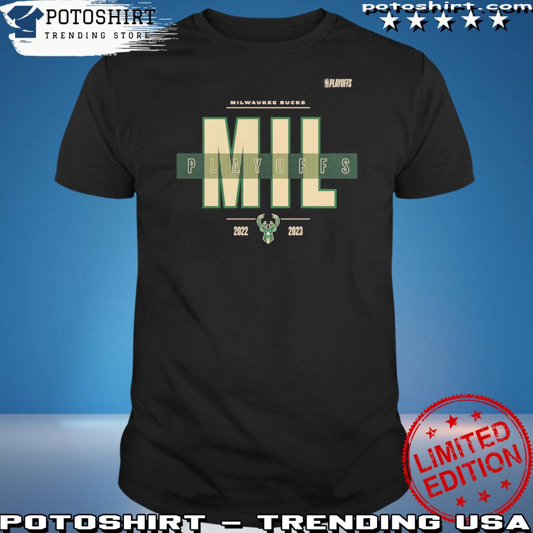 Official milwaukee Bucks Branded 2023 NBA Playoffs Jump Ball T-Shirt