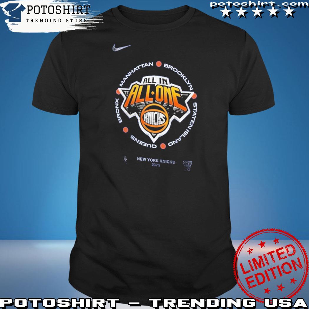 Official new York Knicks Nike Youth 2023 NBA Playoffs Mantra T-Shirt