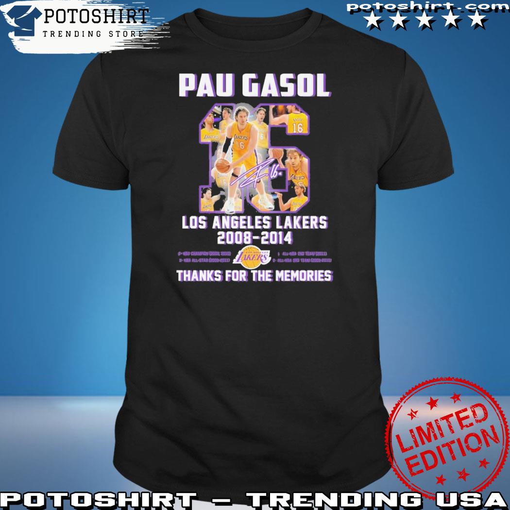 Official pau gasol los angeles lakers 2008 2014 thank you for the memories shirt