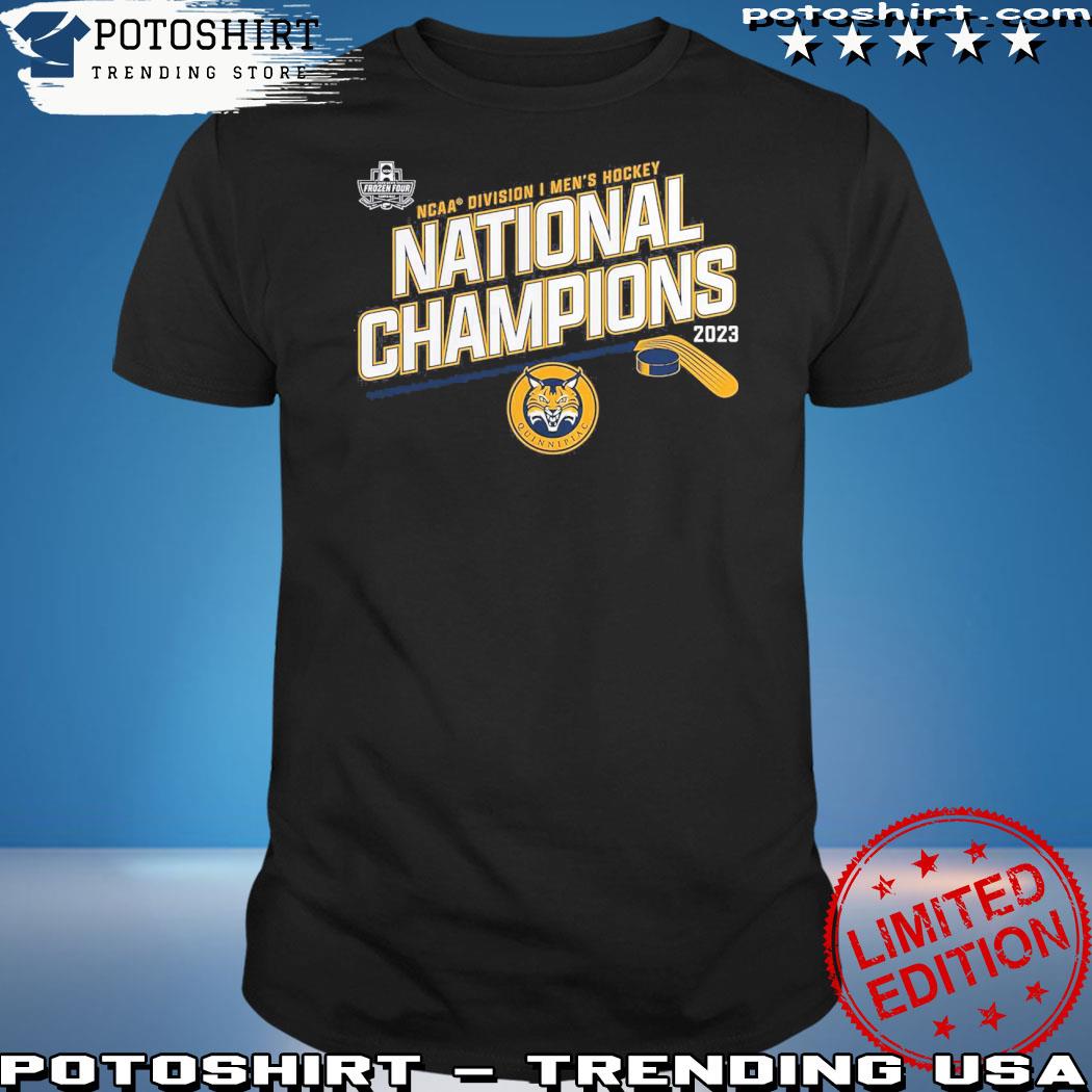 Official quinnipiac Bobcats 2023 Ncaa Men’s Ice Hockey National Champions T-Shirt