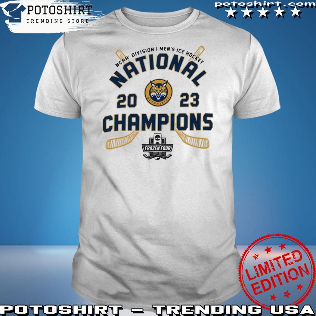 Official quinnipiac Bobcats Champion 2023 Ncaa Men’s Ice Hockey National Champions Locker Room T-Shirt