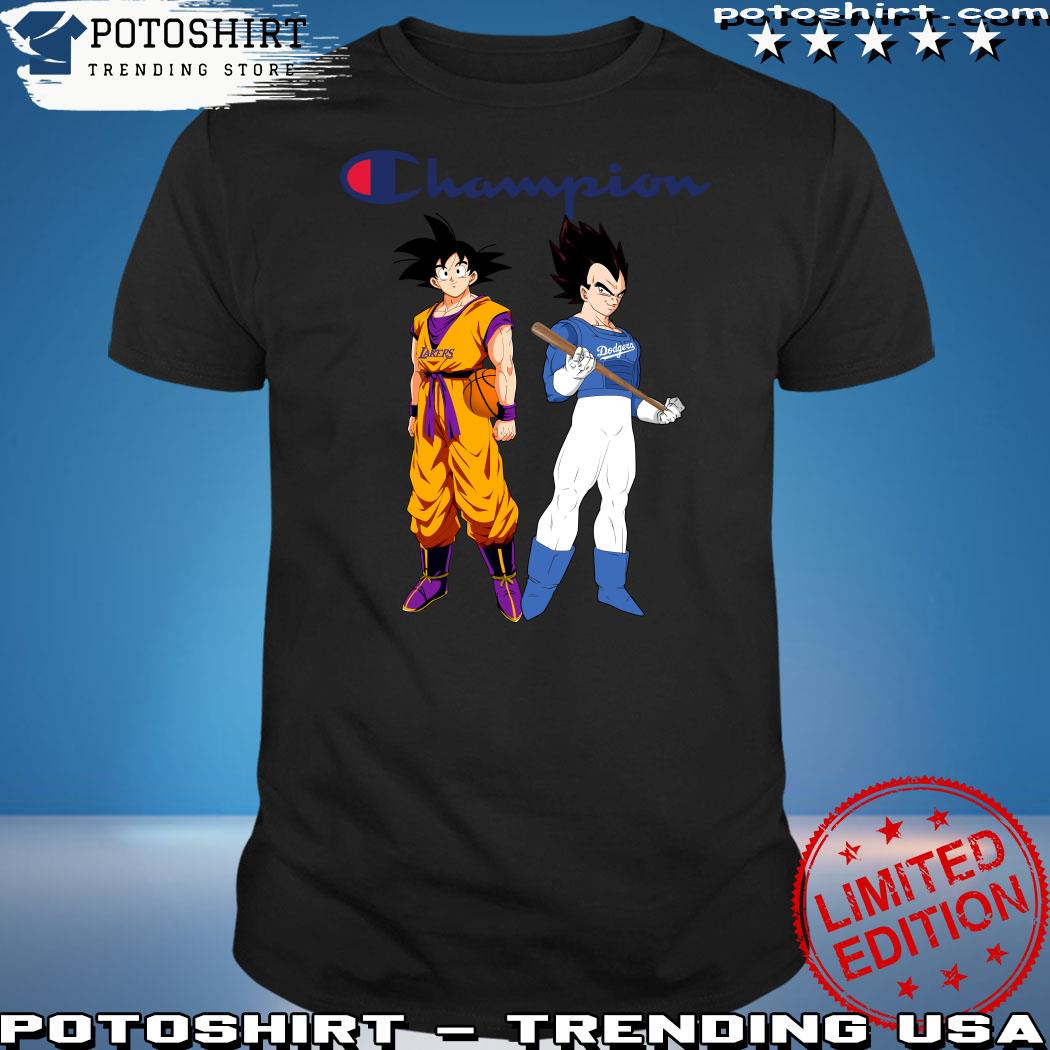 Official son Goku And Vegeta Champions Los Angeles Dodgers And Los Angeles Lakers 2023 t-Shirt