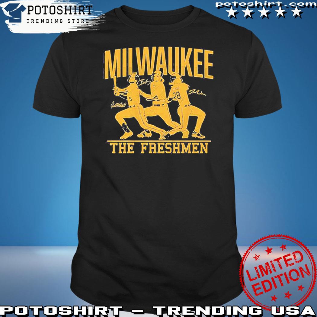 Brice Turang, Joey Wiemer, & Garrett Mitchell: The Freshmen, Adult T-Shirt / Small - MLB - Sports Fan Gear | breakingt