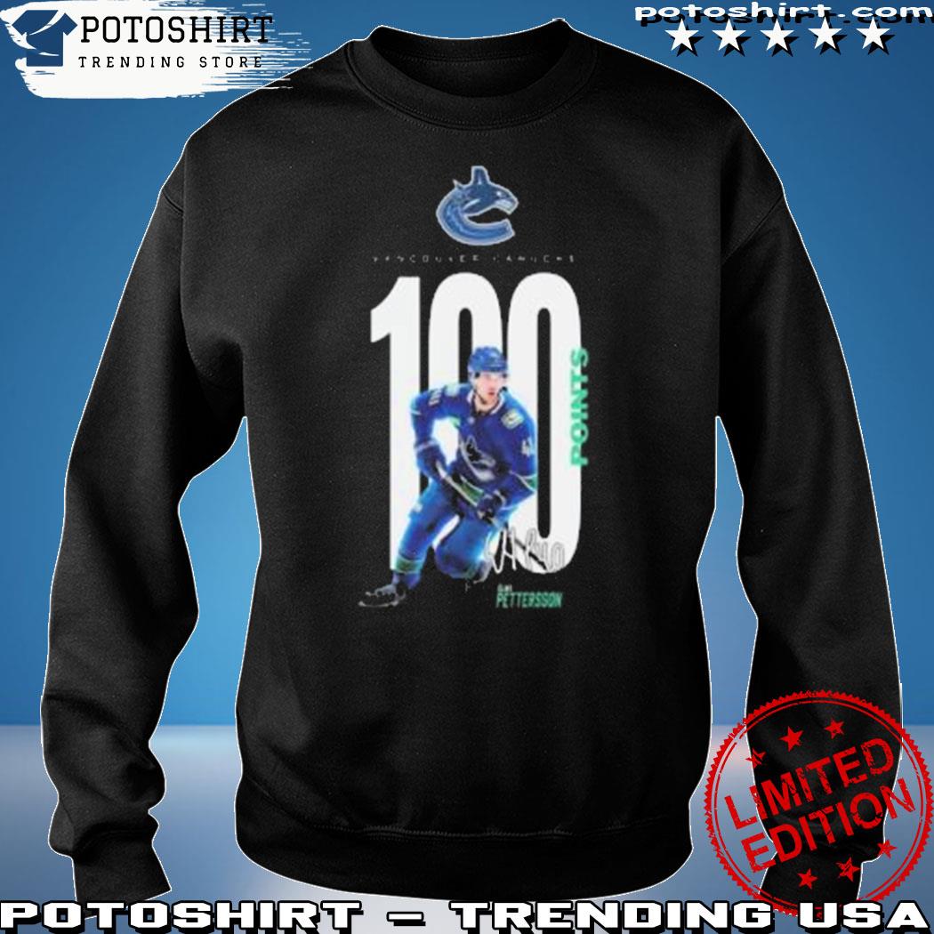 Official Vancouver Canucks 100 Points Elias Pettersson signature shirt,  hoodie, sweater, long sleeve and tank top